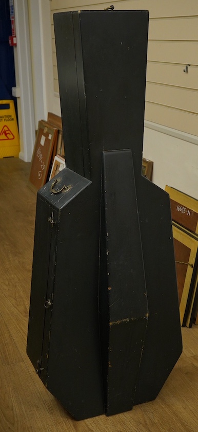 An early 19th century English cello for restoration, body length 74.5cm, together with an ebonised wood W.E. Hill & Sons case. Condition - poor to fair.